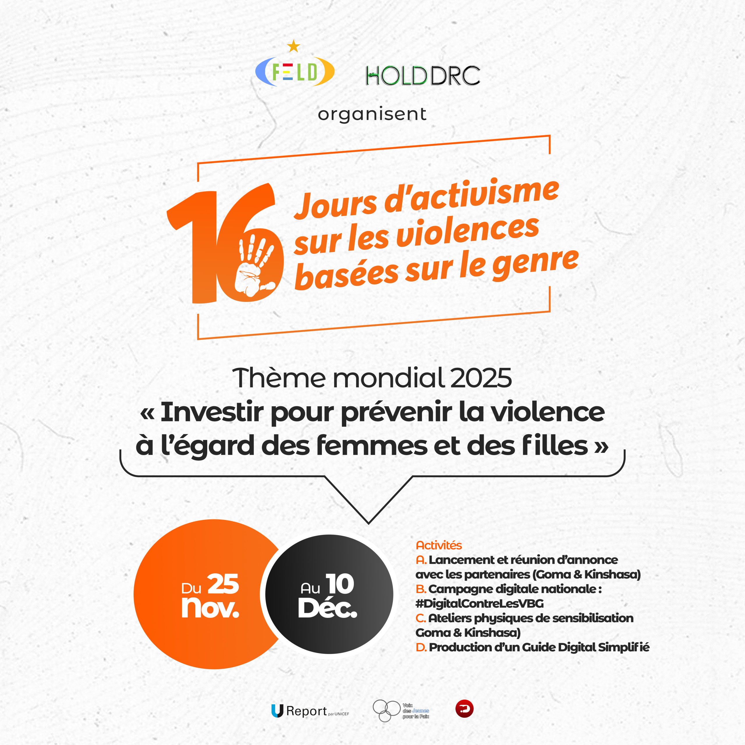 FELD ASBL engagée dans les 16 jours d’activisme contre les violences basées sur le genre
